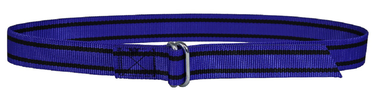 Afbeeldingen van Riem nylon knelgesp 130cm, blauw / zwarte strepen