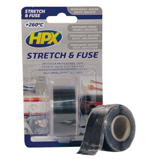 Afbeeldingen van Stretch&Fuse reparatietape silicone ZWART 25mm x 3m.