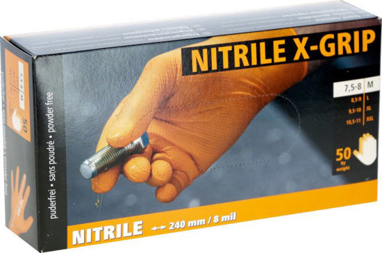 Afbeeldingen van Nitril handschoenen X-Grip oranje 50 st. mt. L