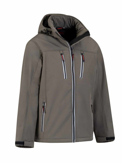 Afbeeldingen van Softshell werkjas teddy voering CLIVE, olijfgroen -3XL