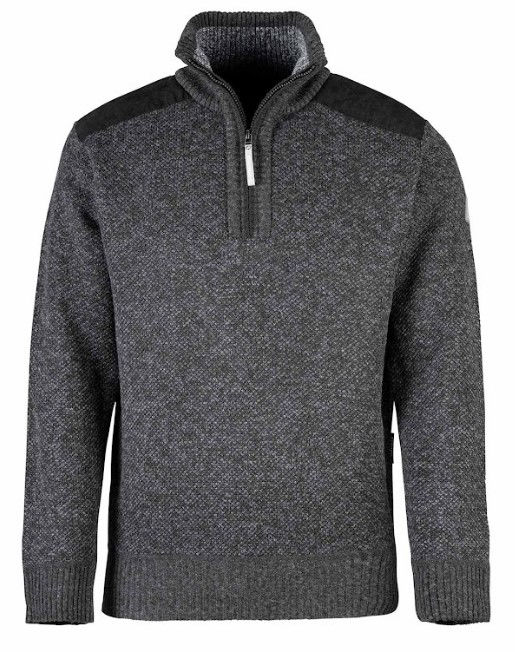 Afbeeldingen van Pullover, Liam, gebreid, winter gevoerd, zwart melange, mt M