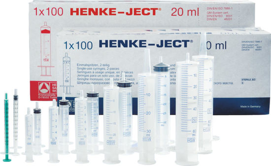 Afbeeldingen van wegwerpspuit Henke Ject 10ml/12ml LuerLock 100st.