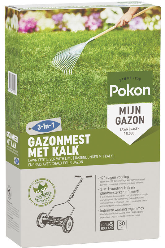 Afbeeldingen van Pokon Gazonmest met Kalk 3-in-1 voor 30m2 = 2kg