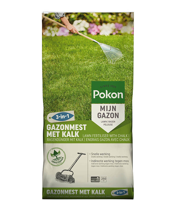 Afbeeldingen van Pokon Gazonmest met Kalk 3-in-1 voor 250m2 = 16.8kg