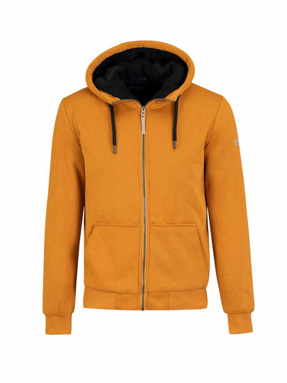 Afbeeldingen van Sweatvest Kenny, Teddy gevoerd, Hoody, Okergeel. mt S