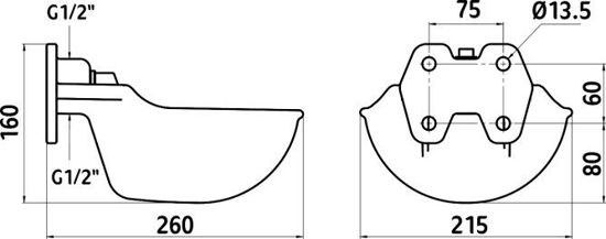 Afbeeldingen van Drinkbak met staafventiel geemailleerd 1/2".