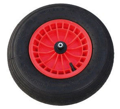 Afbeeldingen van Wiel 4.80/4.00x8,kunststof velg ROOD, as 13cm (2Ply)