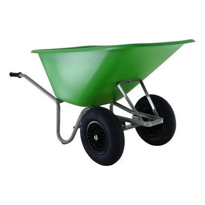 Afbeeldingen van Kruiwagen Forza 165L HDPE bak groen, 2 luchtbandwiel