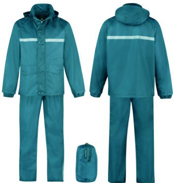 Afbeeldingen van Regenpak met Reflectie streep  Aqua blauw, XL