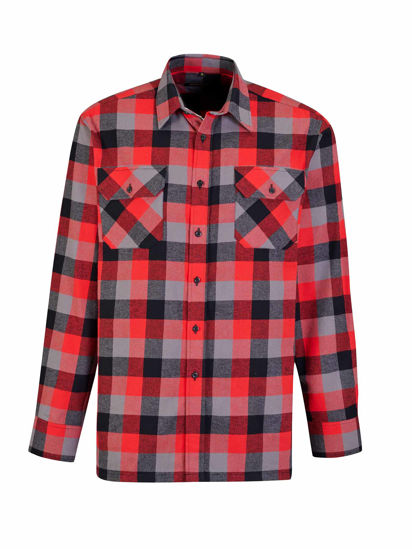 Afbeeldingen van Flaneloverhemd Dawson, ruit rood/zwart des.43 maat 3XL