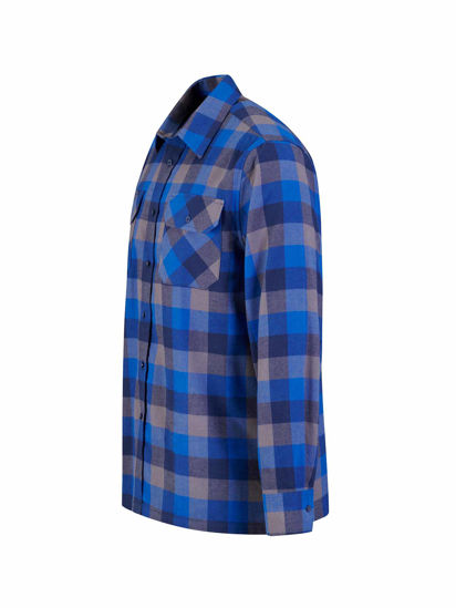 Afbeeldingen van Flaneloverhemd Dawson, ruit blauw/zwart des.44 maat XL