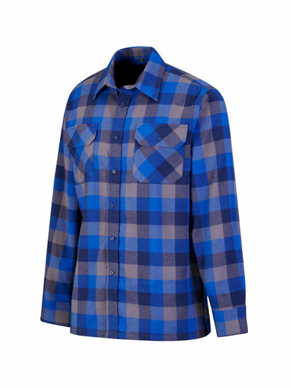 Afbeeldingen van Flaneloverhemd Dawson, ruit blauw/zwart des.44 maat 3XL