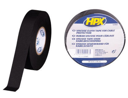 Afbeeldingen van Kabelbeschermingstape linnen zwart, 19mm  -25 mtr.